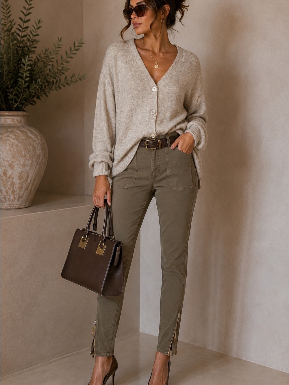 Member’s Mark Toasted Heather V-Neck Button Cardigan XS